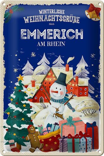 Plaque en tôle Salutations de Noël EMMERICH AM RHEIN 20x30cm 1
