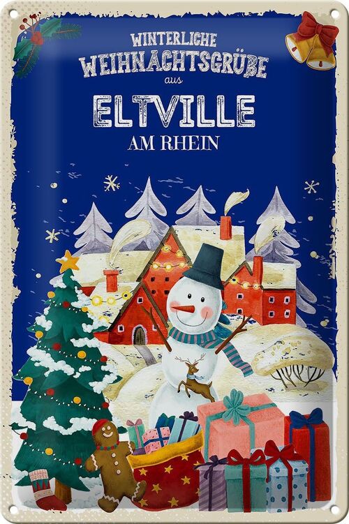 Blechschild Weihnachtsgrüße ELTVILLE AM RHEIN 20x30cm