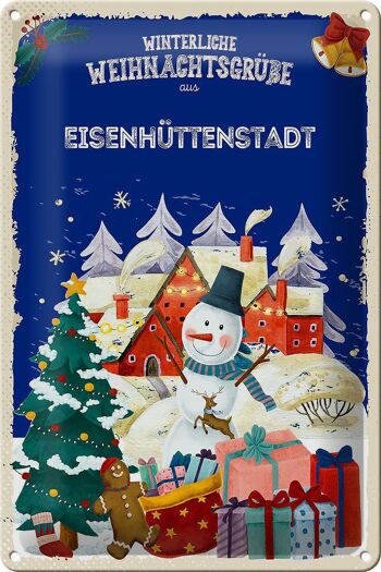 Plaque en tôle Salutations de Noël EISENHÜTTENSTADT 20x30cm 1