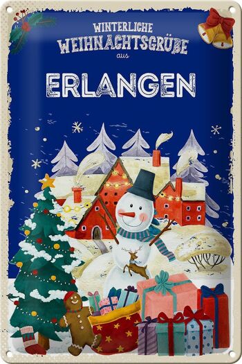 Plaque en tôle Salutations de Noël ERLANGEN 20x30cm 1