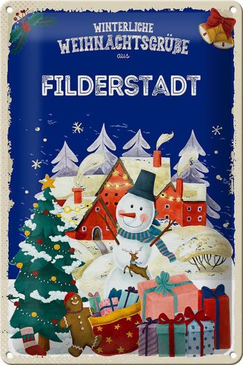 Plaque en tôle Salutations de Noël FILDERSTADT 20x30cm 1