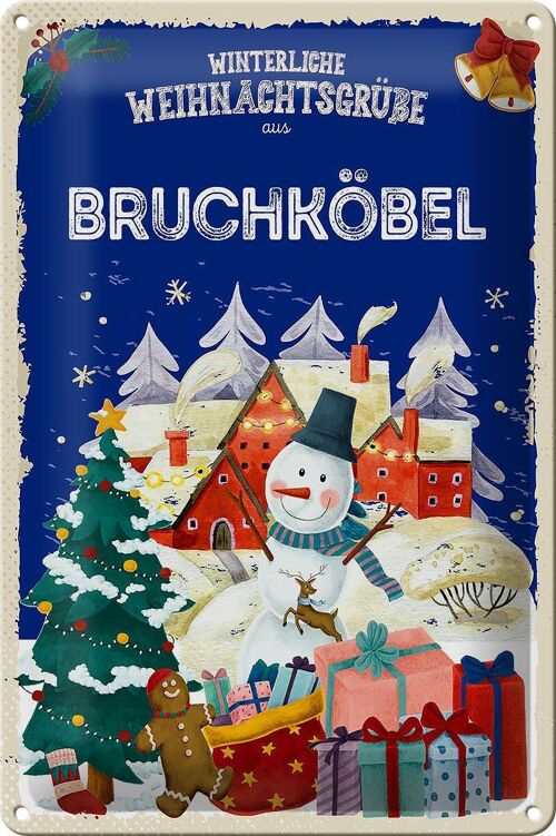 Blechschild Weihnachtsgrüße BRUCHKÖBEL 20x30cm