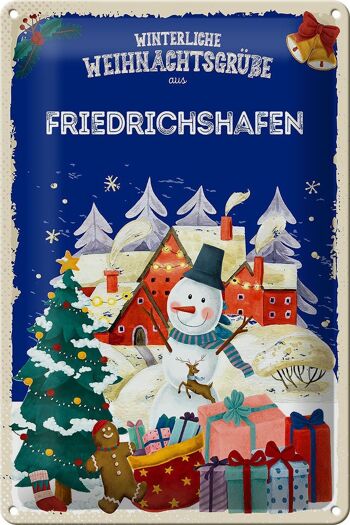 Plaque en tôle Salutations de Noël FRIEDRICHSHAFEN 20x30cm 1