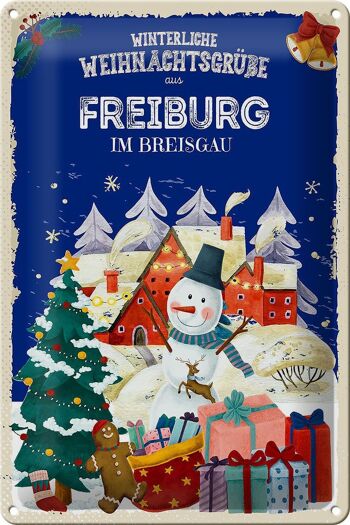 Plaque en tôle Salutations de Noël de FREIBURG IM BREISGAUN 20x30cm 1
