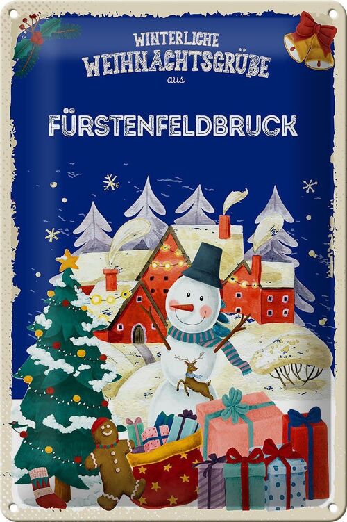 Blechschild Weihnachtsgrüße FÜRSTENFELDBRUCK 20x30cm