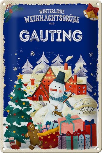 Plaque en tôle Salutations de Noël de GAUTING 20x30cm 1