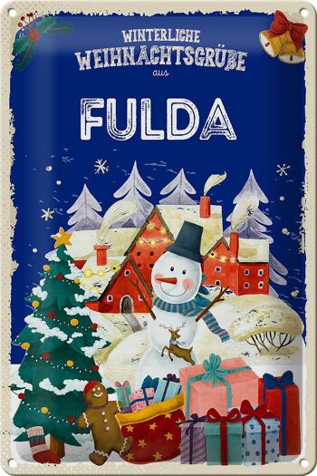Plaque en tôle Salutations de Noël FULDA Fest 20x30cm 1
