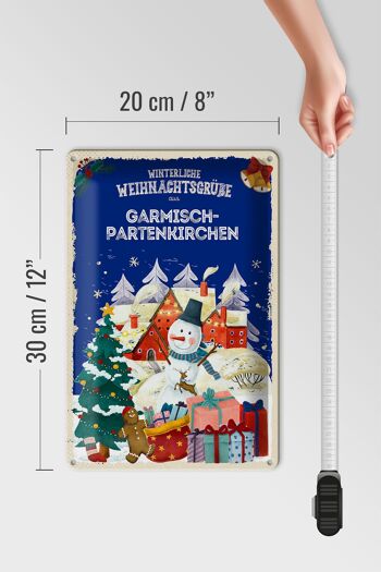 Plaque en tôle Salutations de Noël GARMISCH-PARTENKIRCHEN 20x30cm 4