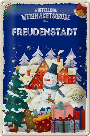 Plaque en tôle Salutations de Noël FREUDENSTADT 20x30cm 1