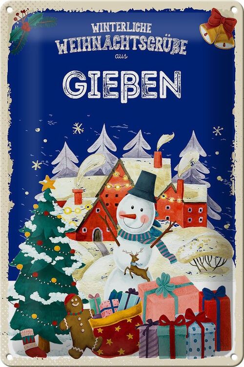 Blechschild Weihnachtsgrüße aus GIEßEN 20x30cm