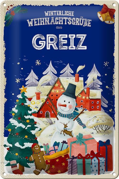 Blechschild Weihnachtsgrüße aus GREIZ 20x30cm