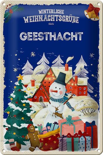 Plaque en tôle Salutations de Noël GEESTHACHT 20x30cm 1