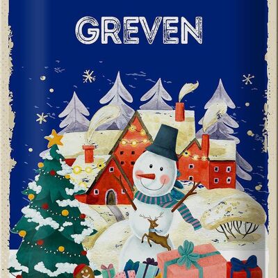 Cartel de chapa Saludos navideños de GREVEN 20x30cm