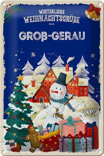 Plaque en tôle Salutations de Noël LARGE-GERAU 20x30cm 1