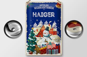 Plaque en tôle Salutations de Noël HAIGER FEST 20x30cm 2