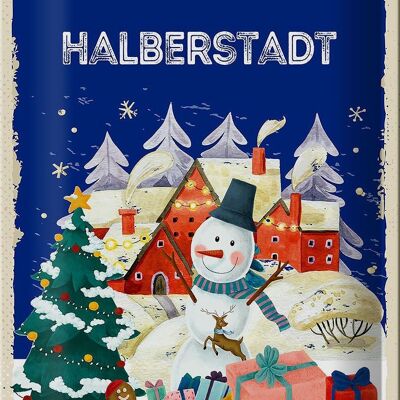 Blechschild Weihnachtsgrüße HALBERSTADT 20x30cm