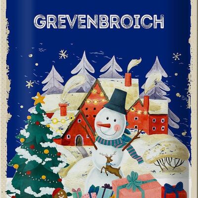 Blechschild Weihnachtsgrüße GREVENBROICH 20x30cm