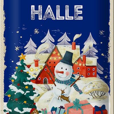 Blechschild Weihnachtsgrüße aus HALLE 20x30cm