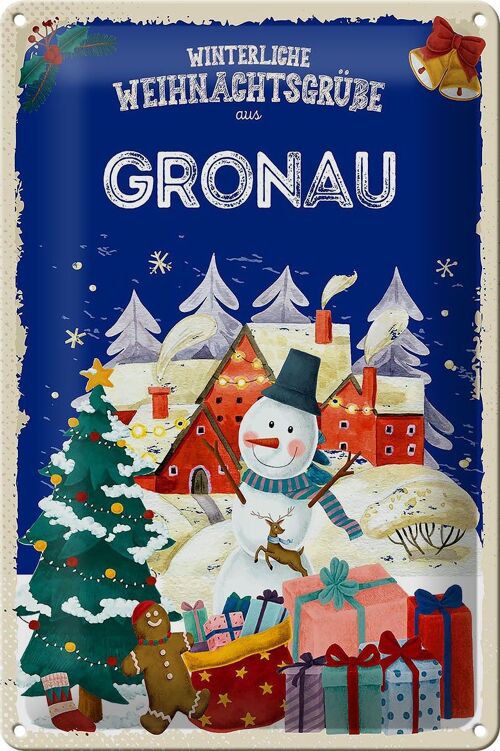 Blechschild Weihnachtsgrüße aus GRONAU 20x30cm