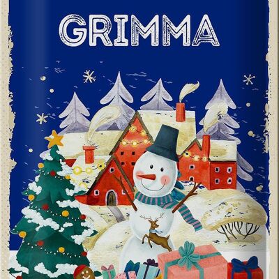 Blechschild Weihnachtsgrüße aus GRIMMA 20x30cm