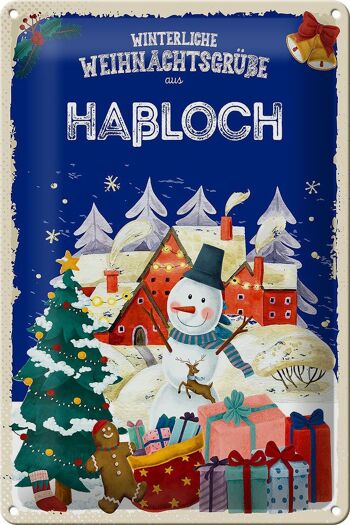 Plaque en tôle Salutations de Noël de HAßLOCH 20x30cm 1