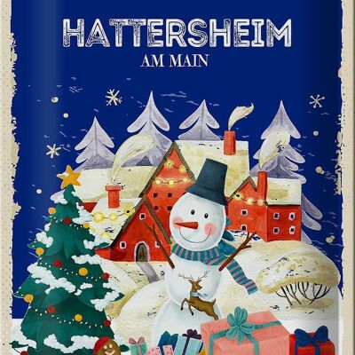 Blechschild Weihnachtsgrüße HATTERSHEIM AM MAIN 20x30cm