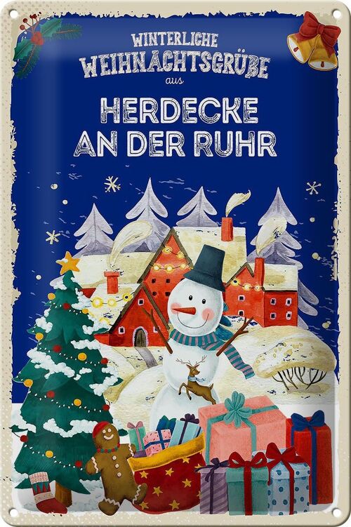 Blechschild Weihnachtsgrüße HERDECKE AN DER RUHR 20x30cm