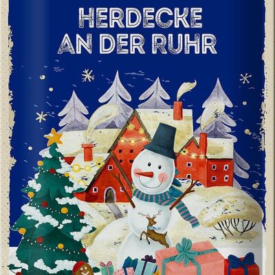Plaque en tôle Salutations de Noël HERDECKE AN DER RUHR 20x30cm