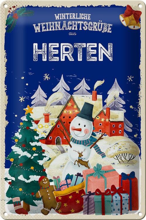 Blechschild Weihnachtsgrüße aus HERTEN 20x30cm