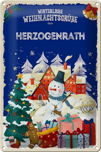Plaque en tôle Salutations de Noël HERZOGENRATH 20x30cm 1