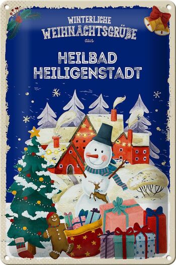 Plaque en tôle Salutations de Noël HEILBAD HEILIGENSTADT 20x30cm 1