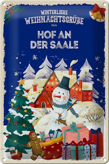 Plaque en tôle Salutations de Noël HOF AN DER SAALE 20x30cm 1