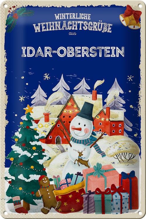 Blechschild Weihnachtsgrüße IDAR-OBERSTEIN 20x30cm