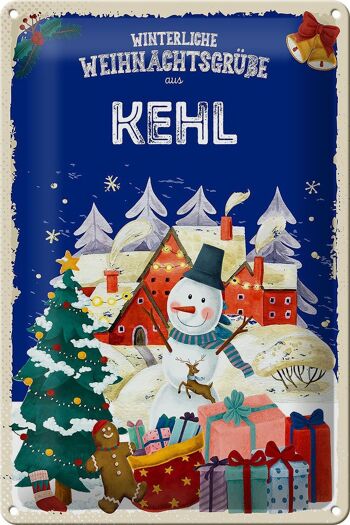 Plaque en tôle Salutations de Noël KEHL FEST 20x30cm 1