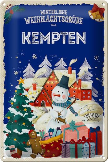 Plaque en tôle Salutations de Noël de KEMPTEN 20x30cm 1