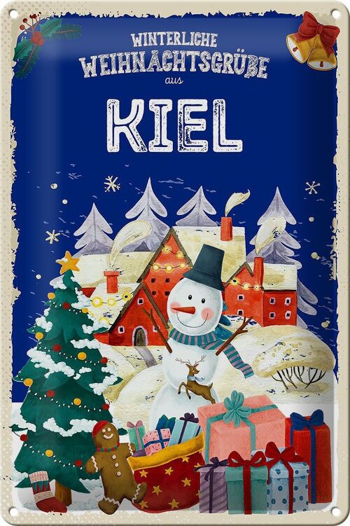 Blechschild Weihnachtsgrüße KIEL FEST 20x30cm