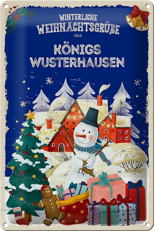 Blechschild Weihnachtsgrüße KÖNIGS WUSTERHAUSEN 20x30cm