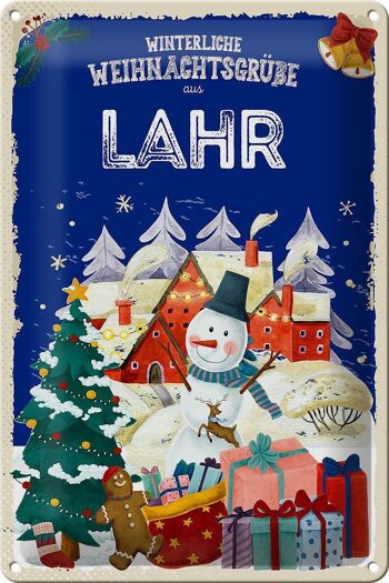 Plaque en tôle Salutations de Noël LAHR FEST 20x30cm 1