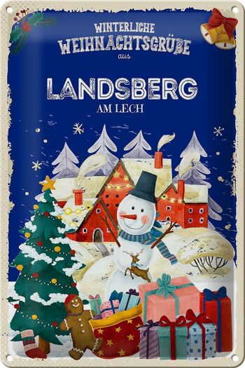 Plaque en tôle Salutations de Noël LANDSBERG AM LECH 20x30cm 1