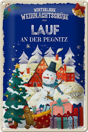 Plaque en tôle Salutations de Noël LAUF AN DER PEGNITZ 20x30cm 1