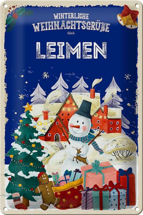 Blechschild Weihnachtsgrüße LEIMEN FEST 20x30cm