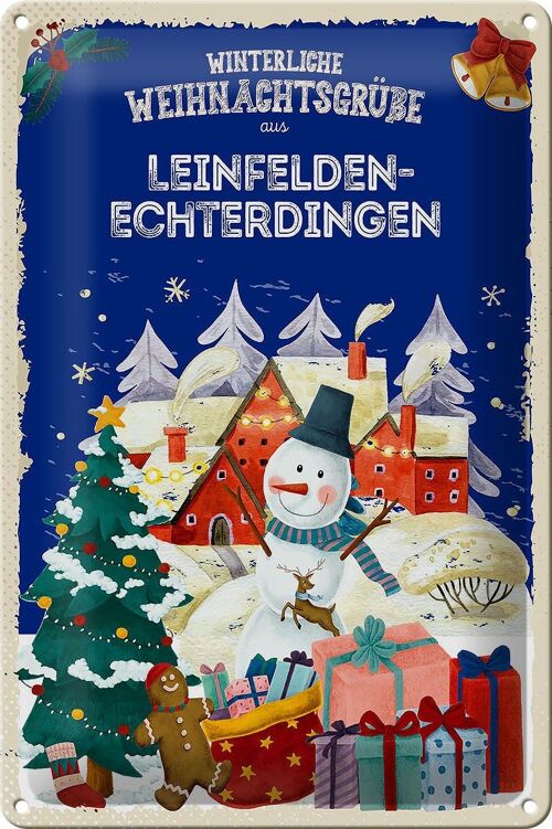 Blechschild Weihnachtsgrüße LEINEFELDEN-ECHTERDINGEN 20x30cm