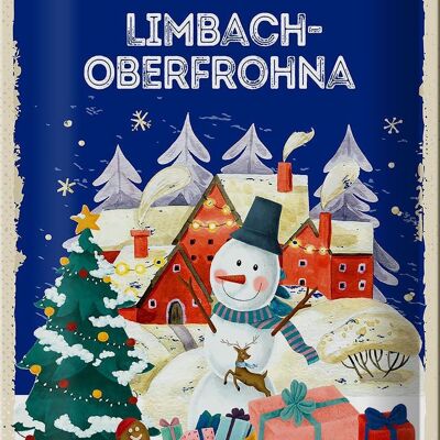 Blechschild Weihnachtsgrüße LIMBACH-OBERFROHNA 20x30cm