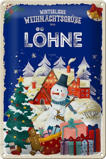 Plaque en tôle Salutations de Noël LÖHNE FEST 20x30cm 1