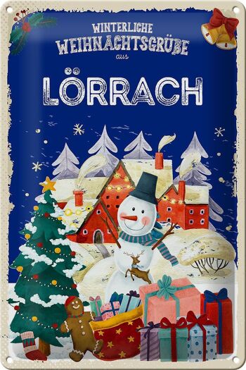 Plaque en tôle Salutations de Noël de LÖRRACH 20x30cm 1