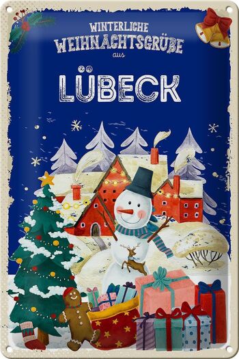 Plaque en tôle Salutations de Noël de LÜBECK 20x30cm 1