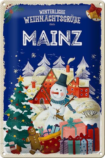 Plaque en tôle "Vœux de Noël" MAINZ FEST 20x30cm 1