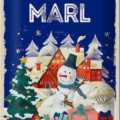 Cartel de chapa Saludos navideños de MARL 20x30cm