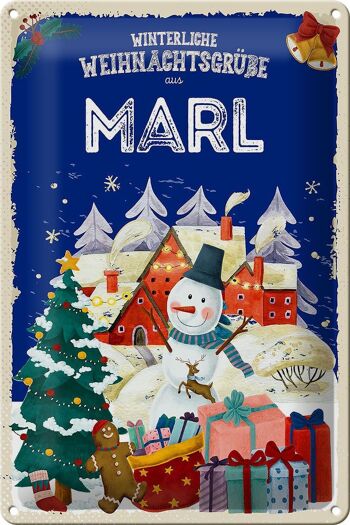 Plaque en tôle "Vœux de Noël" en MARL 20x30cm 1