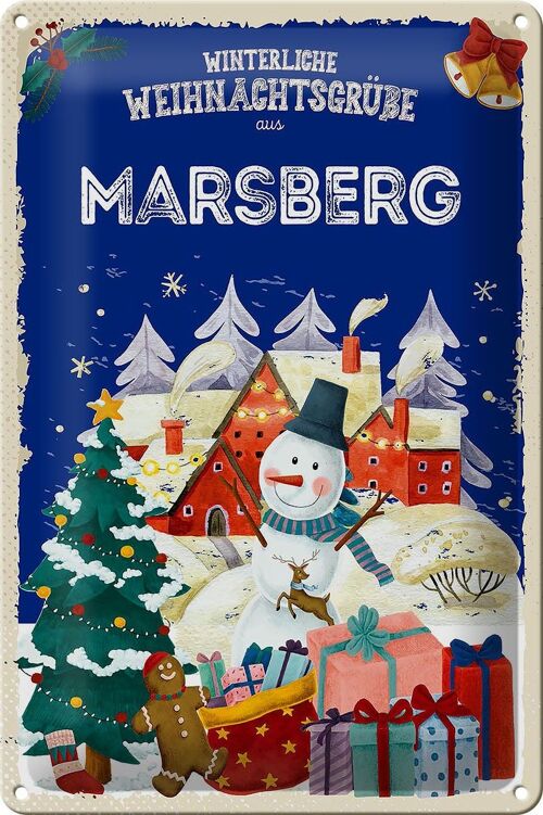 Blechschild Weihnachtsgrüße MARSBERG 20x30cm